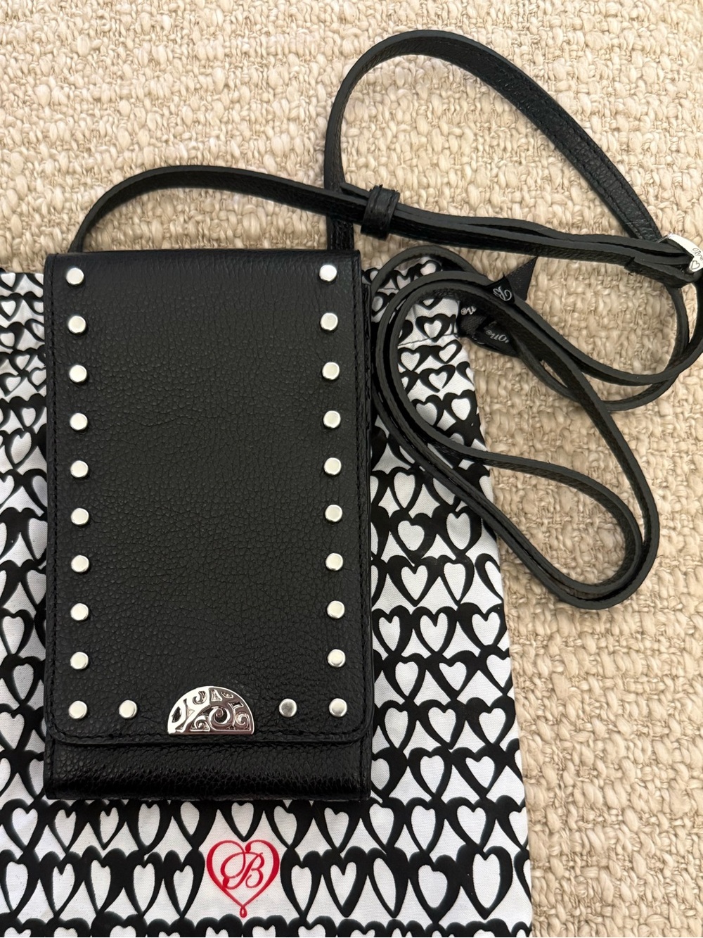Brighton Pretty Tough Rox Phone Organizer Crossbody Black Studded NWT